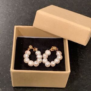 Real Freshwater Pearl Hoop Earrings, 18k Gold Plated Sterling Silver in Gift Box